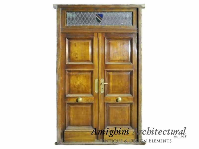 60" Antique Double Front Door Stained Glass Transom - AMIGHINI ...